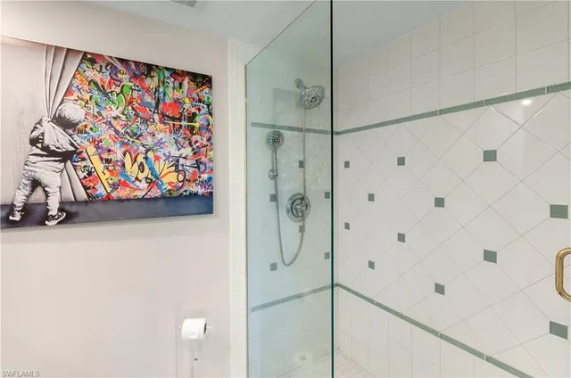 a bathroom with a shower