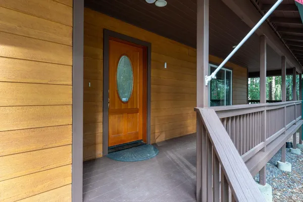 a view of balcony with small garden