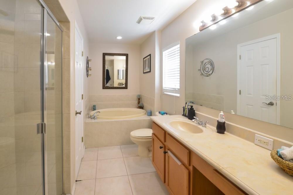 11347 Walden Loop Parrish, FL 34219 - Photo 16 of 29 a bathroom with a double vanity sink toilet mirror and bathtub