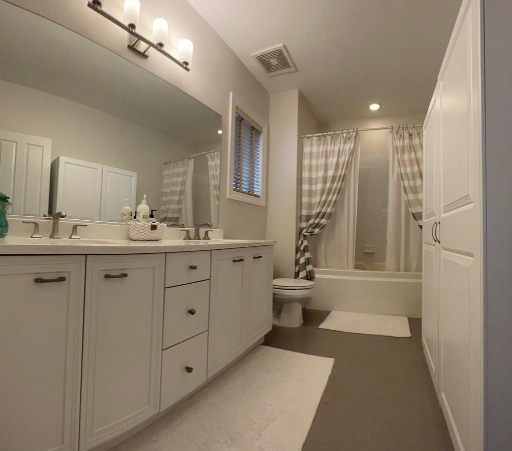 218 East Cullerton Street Chicago, IL 60616 - Photo 21 of 29 a bathroom with a double vanity sink a toilet a mirror and shower