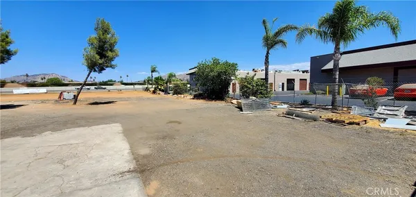 a view of a street with a slide