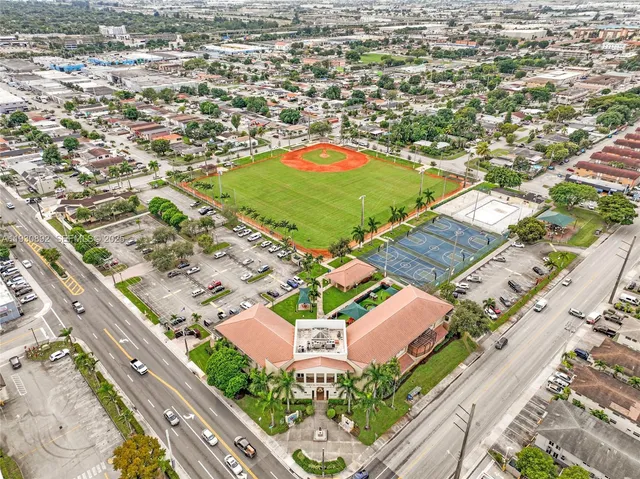 an aerial view of a city