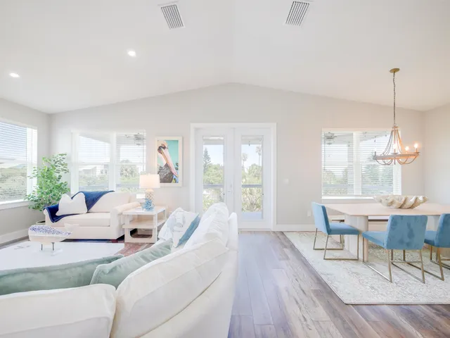a dining room with table and chair
