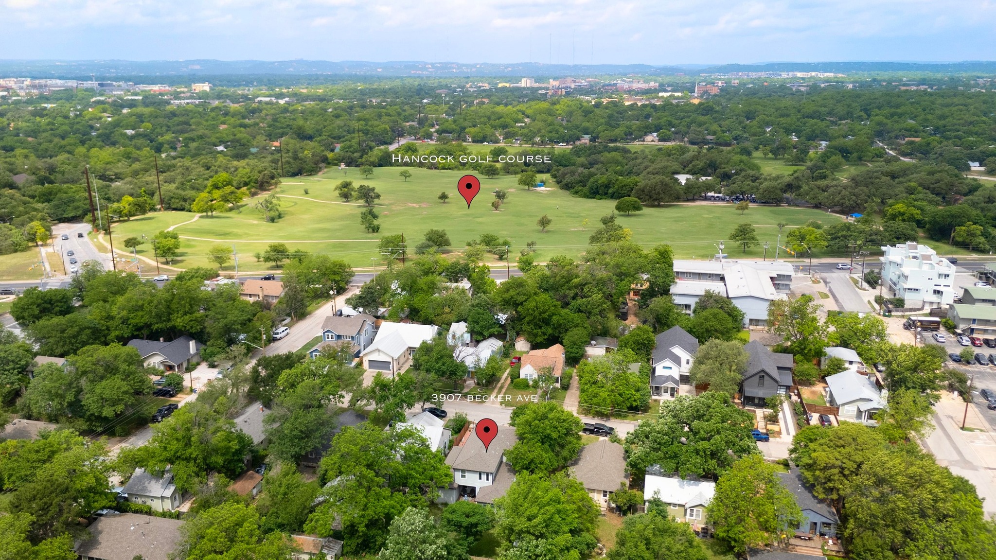 3907 Becker Avenue Austin, TX 78751 - Photo 35 of 37 Aerial view of property and surrounding area featuring nearby suburban area