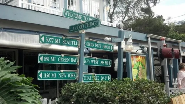 a street sign on a pole on a street