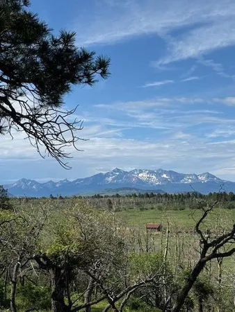 a view of a lake with a mountain in the back