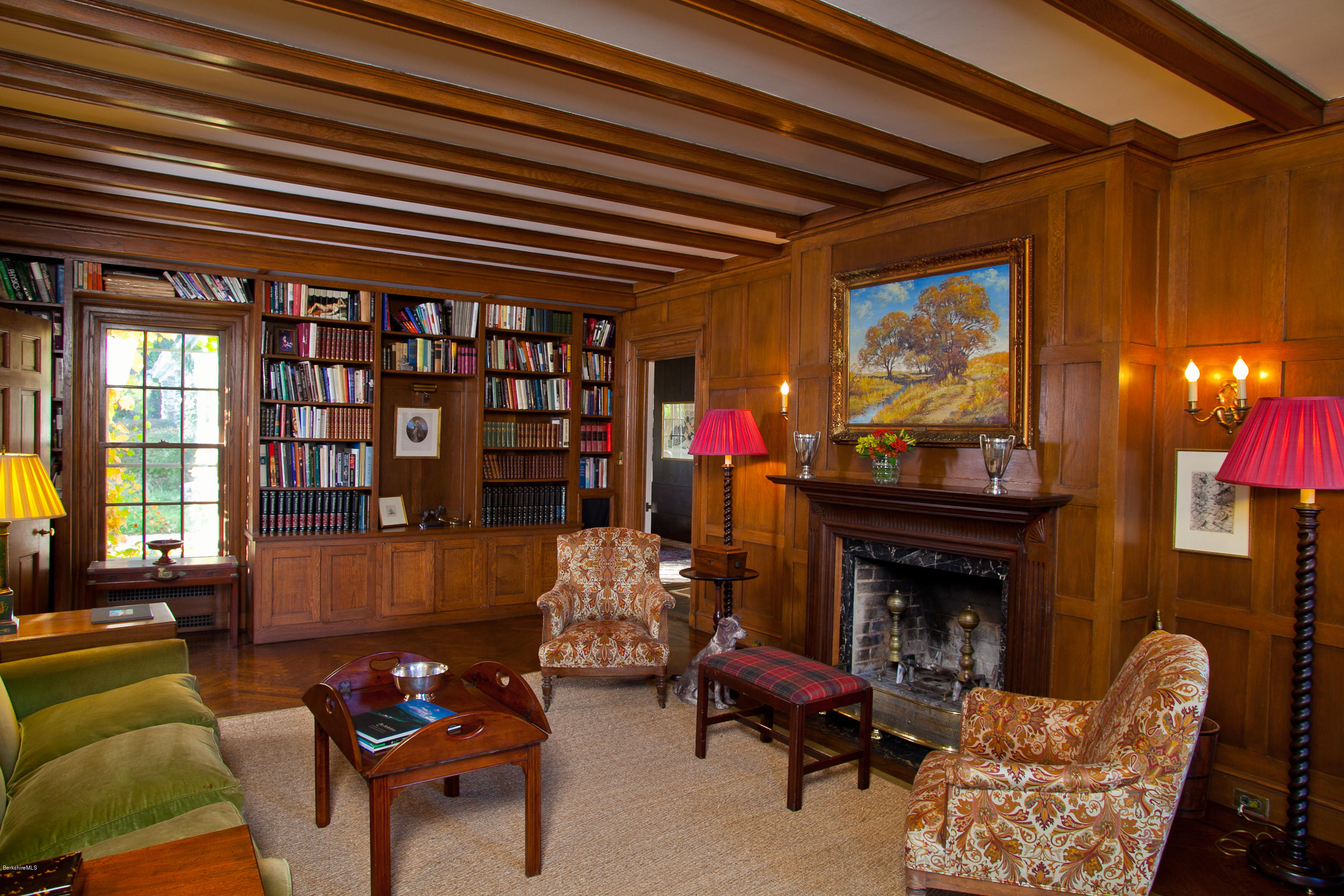 2 Brace Road Tyringham, MA 01264 - Photo 14 of 61 a living room with furniture a fireplace and a chandelier