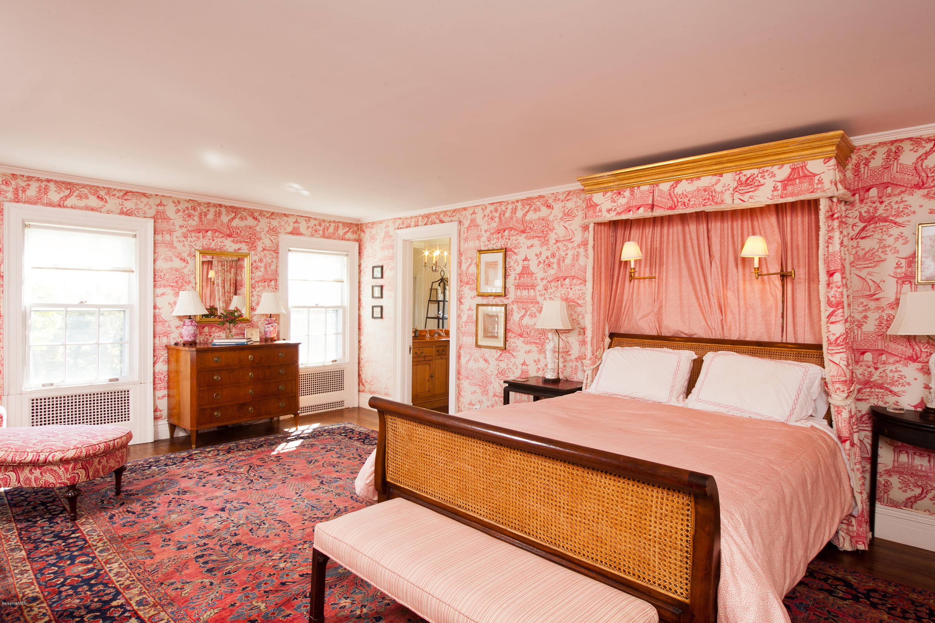 2 Brace Road Tyringham, MA 01264 - Photo 29 of 61 a bedroom with a bed and large windows