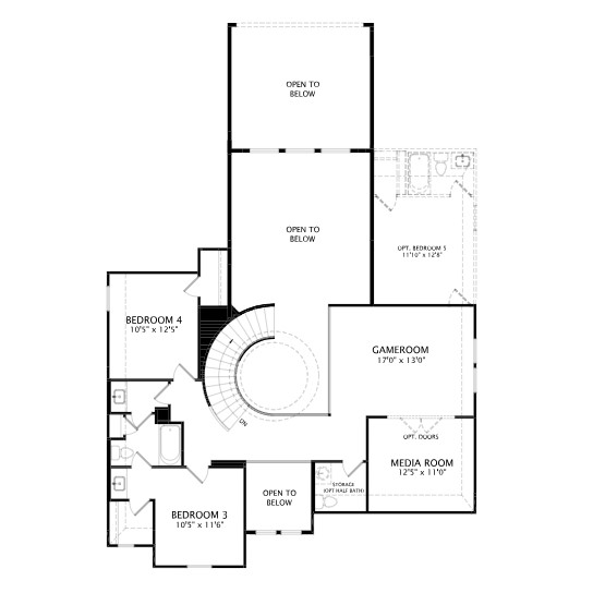 3205 Lookout Mountain Road Georgetown, TX 78628 - Photo 3 of 9 A detailed layout illustrating the spacious flow of the upper level of the home.