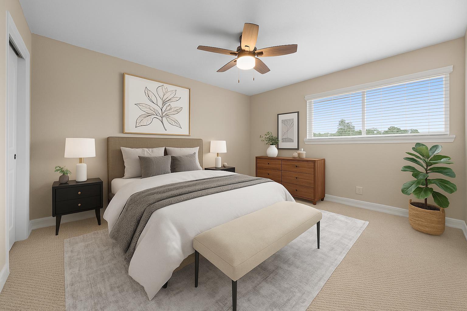 2702 Double Tree Street Round Rock, TX 78681 - Photo 23 of 40 a bedroom with a bed and a potted plant