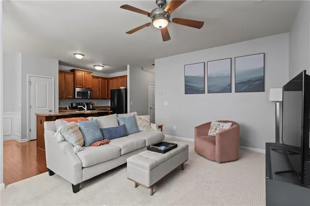 a living room with furniture