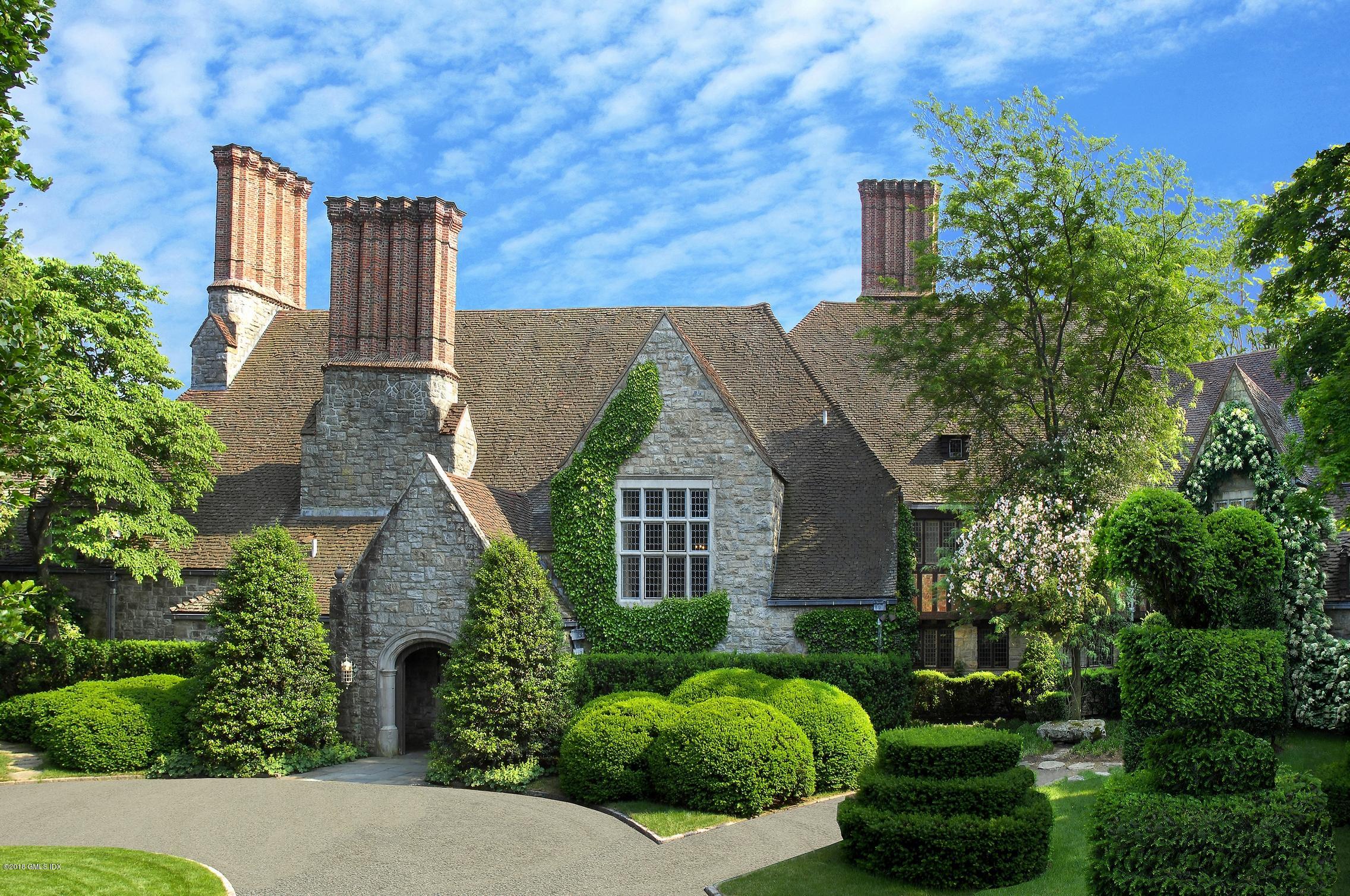 aerial view of a house with a yard and plants
