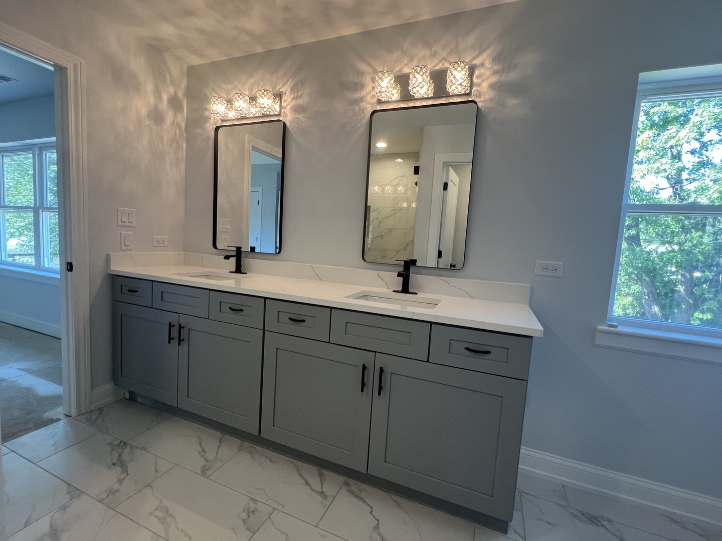 10832 Massasoit Avenue Chicago Ridge, IL 60415 - Photo 14 of 14 a bathroom with a double vanity sink and a mirror