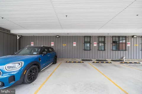 a car parked in a garage