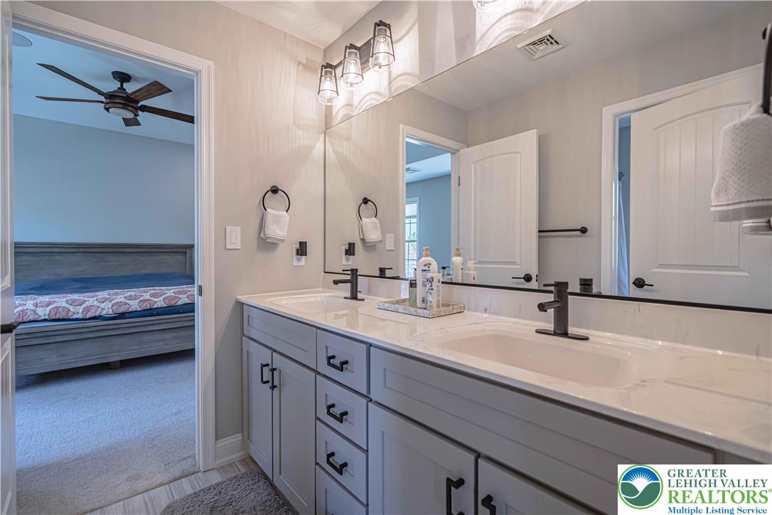 232 Cobblestone Lane Bethlehem, PA 18020 - Photo 37 of 59 a bathroom with a sink a large mirror and a bathtub