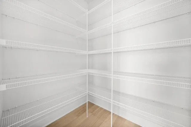 a view of walk in closet with empty racks