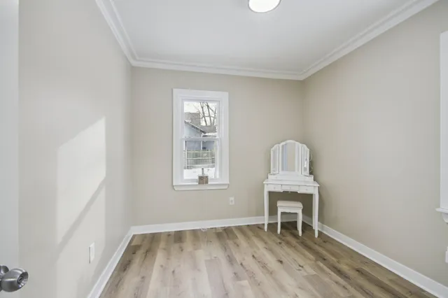 an empty room with windows