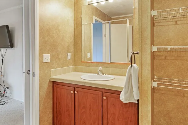 a bathroom with a shower