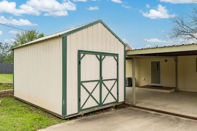 a view of a lake from a yard