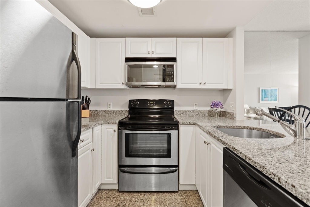 8 Museum Way, Unit 1103 Cambridge, MA 02141 - Photo 2 of 42 a kitchen with granite countertop a sink stove and refrigerator
