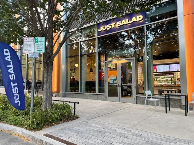 a front view of a building with street