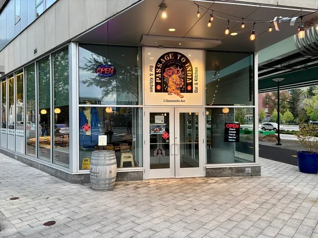 a view of a building with a garden