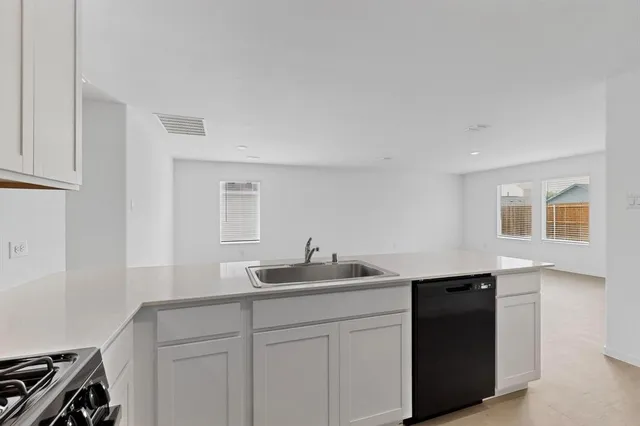 a kitchen with a sink and cabinets