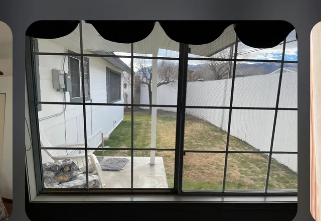 a view of a glass door