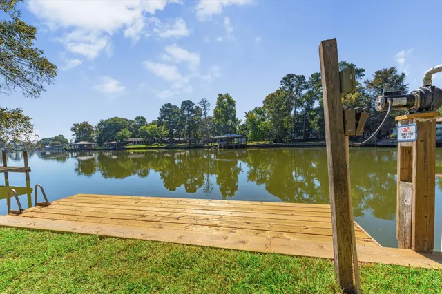 a view of a lake with a lake in the background