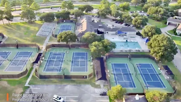 an aerial view of a house