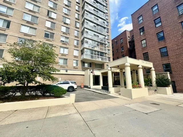 front view of a brick building