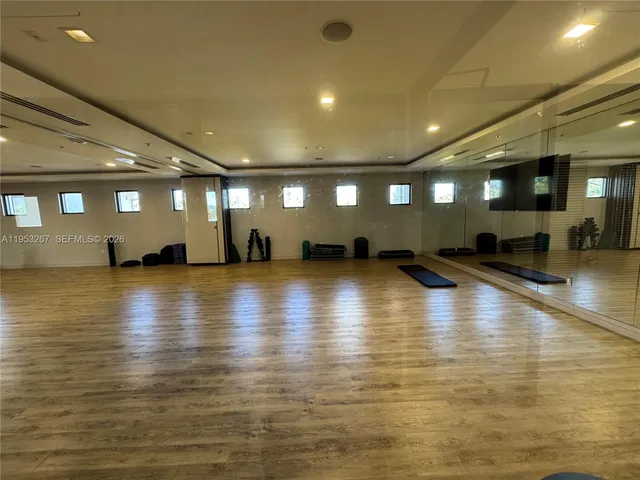 a view of a room with gym equipment