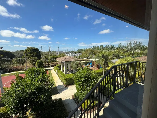 a view of a city from a balcony