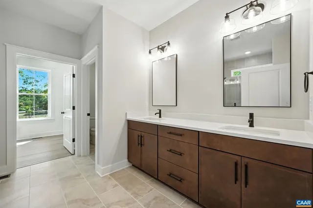 a view of a room with windows