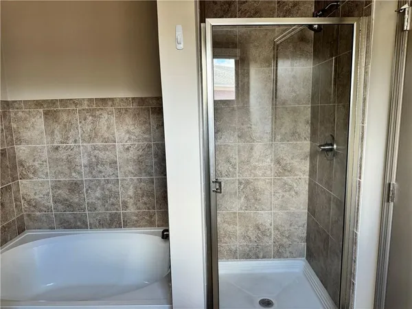 a bathroom with a bathtub