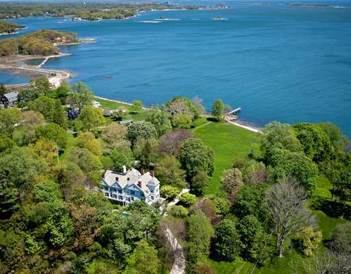 a view of a lake with a house