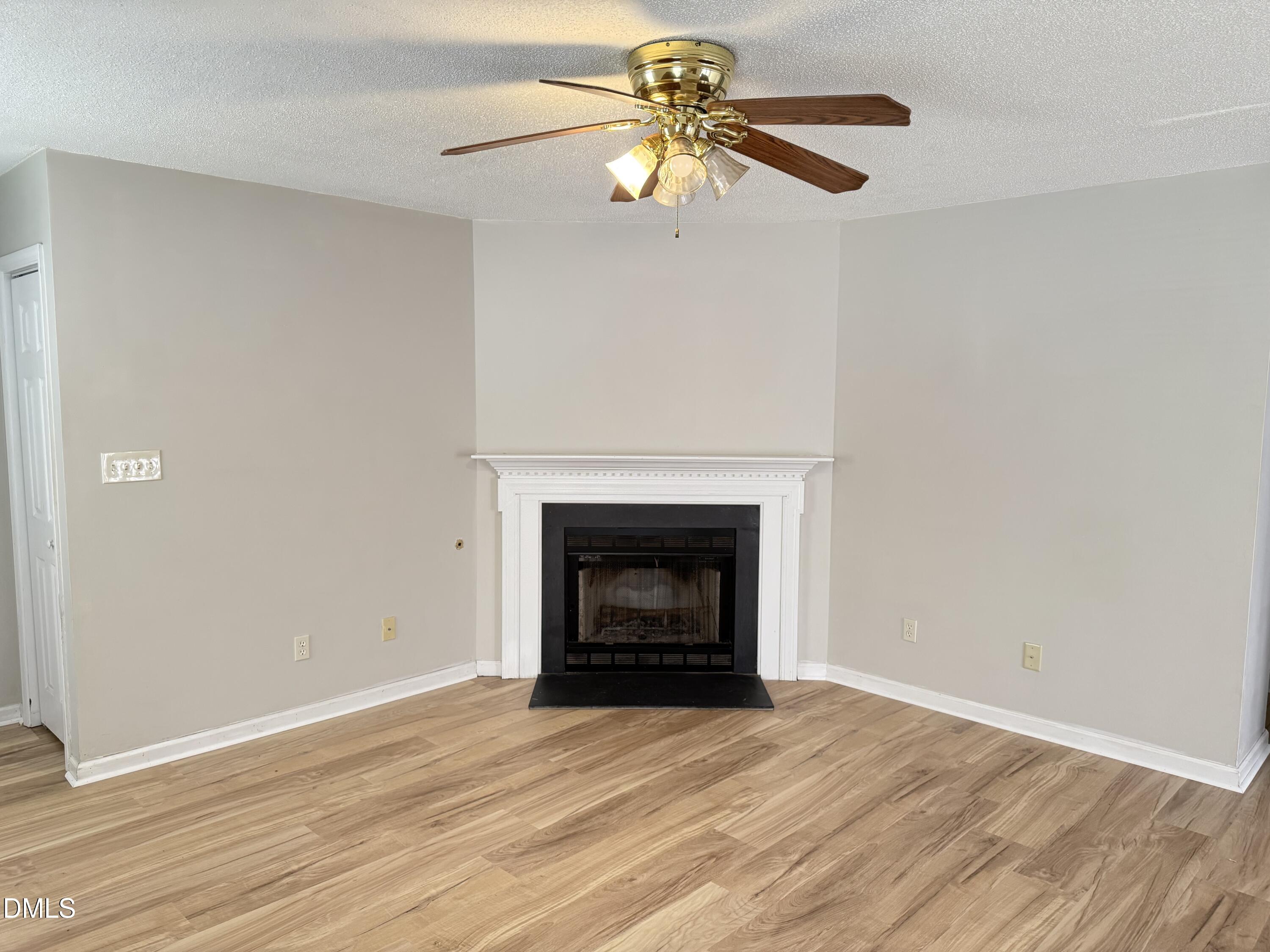 4832 Silverdene Street Raleigh, NC 27616 - Photo 5 of 15 an empty room with a fireplace and wooden floor
