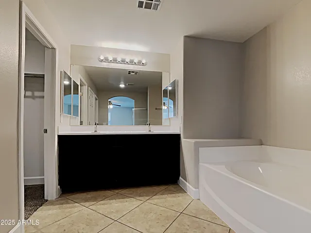 a bathroom with a bathtub
