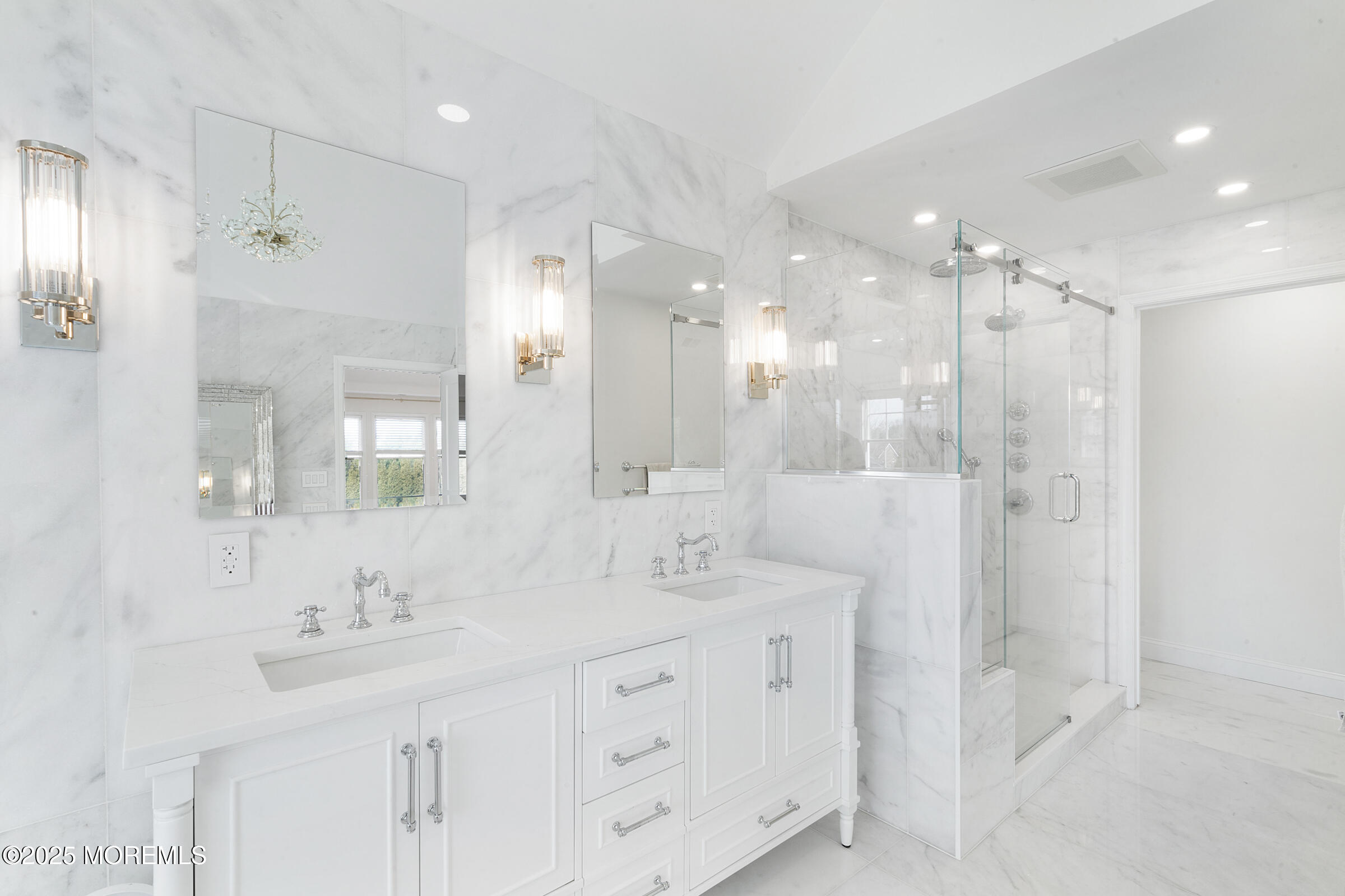 57 Moore Road Marlboro, NJ 07746 - Photo 32 of 53 a bathroom with double sink and a mirror