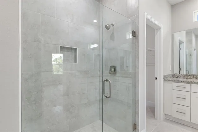 a bathroom with a shower