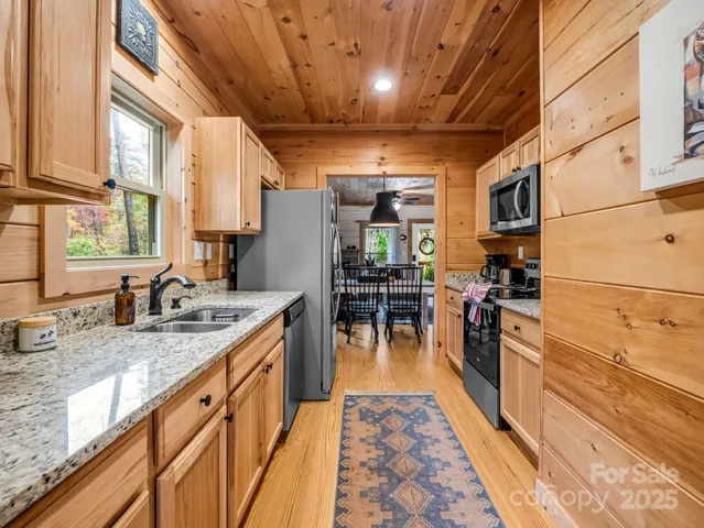 a kitchen with lots of counter top space