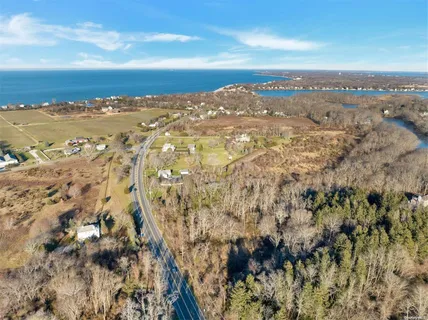 an aerial view of city and mountain