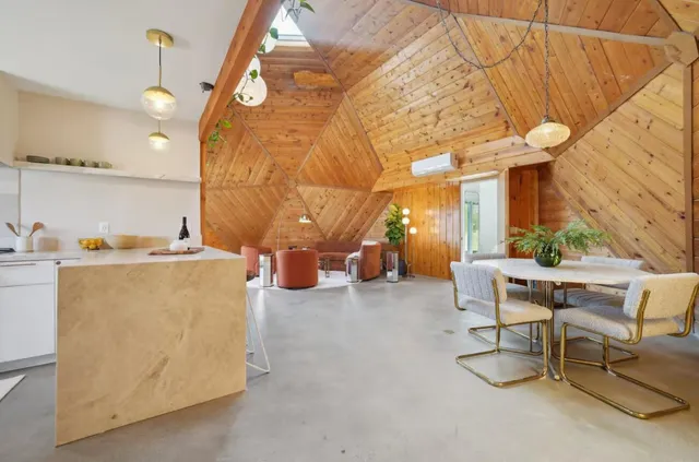 a work place with table and chairs