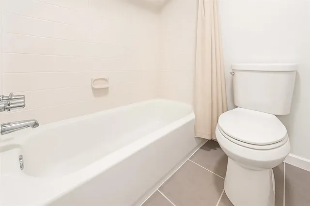 a bathroom with a toilet and a bathtub