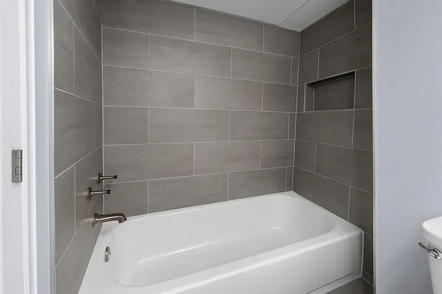 a bathroom with a bathtub