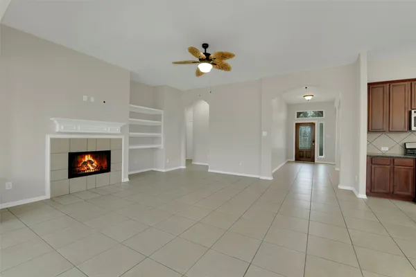 a view of a livingroom with a fireplace