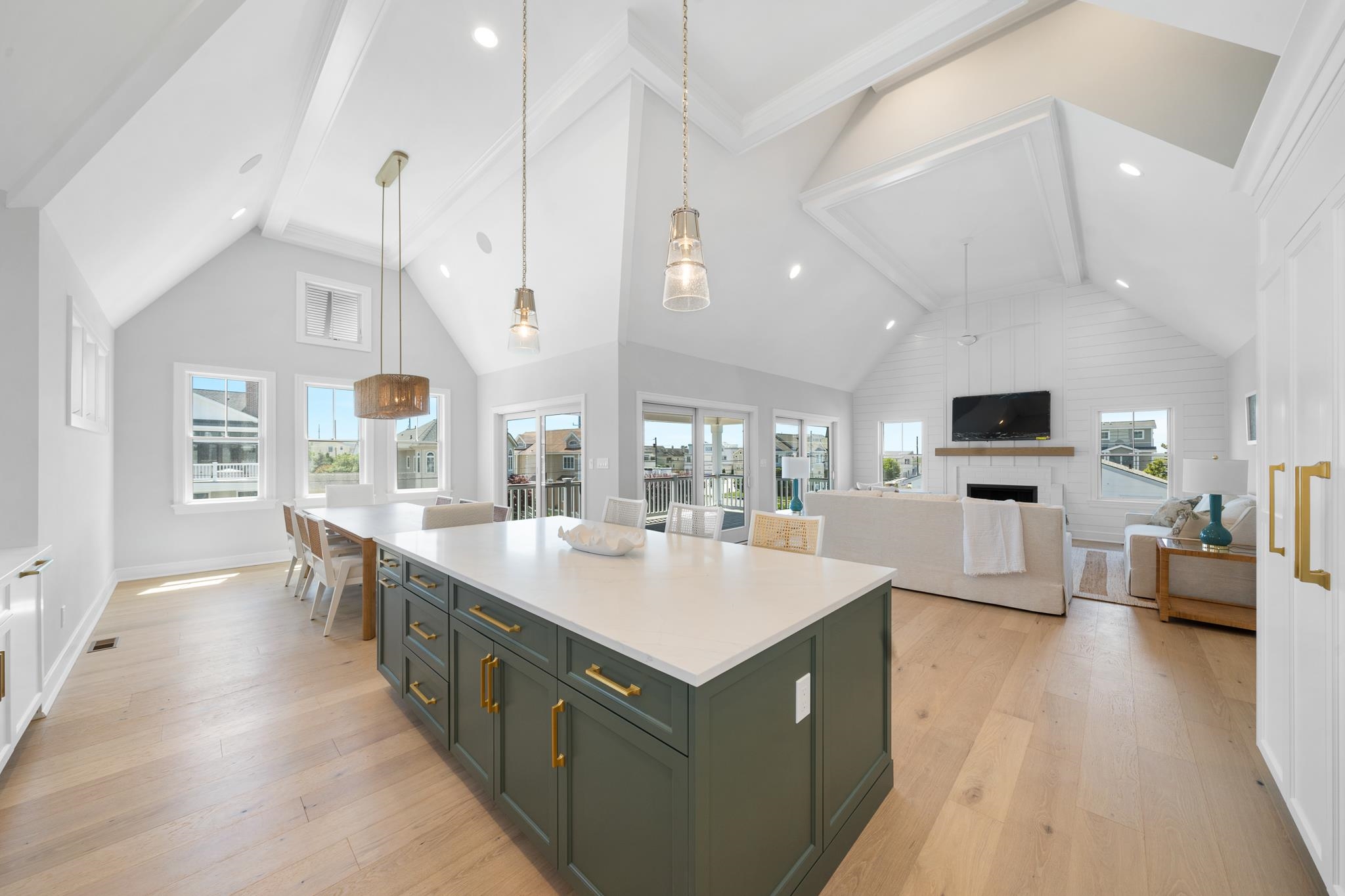285 58th Street Avalon, NJ 08202 - Photo 26 of 50 a large kitchen with stainless steel appliances kitchen island a large counter top and a view of living room