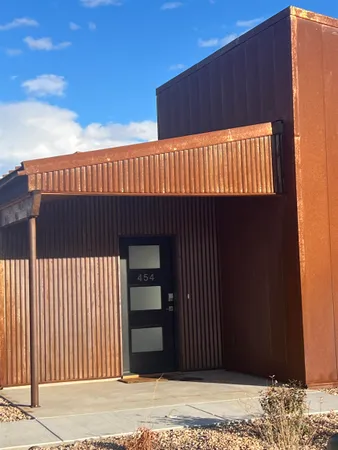 a view of a wooden door