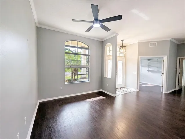 a view of a door with a hallway