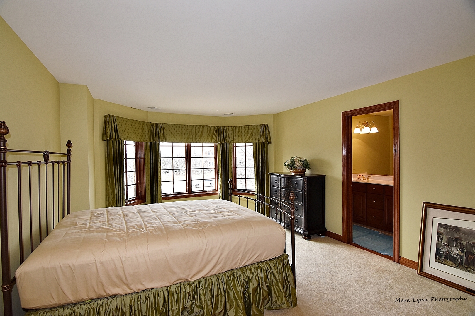36W623 Lancaster Road St. Charles, IL 60175 - Photo 16 of 20 a bed sitting in a spacious bedroom next to a window and a chandelier